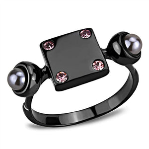 WildKlass Stainless Steel Ring IP Light Black (IP Gun) Women Synthetic Gray-WildKlass Jewelry