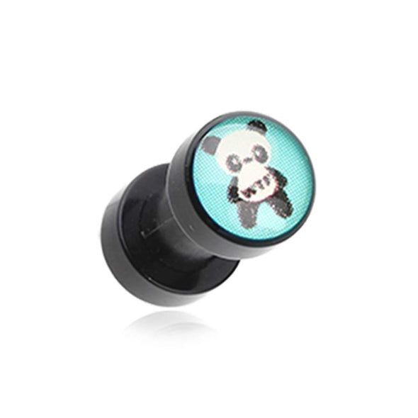 WTF Panda Acrylic Screw-Fit Ear Gauge WildKlass Plug-WildKlass Jewelry