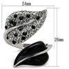 WildKlass Stainless Steel Ring High Polished (no Plating) Women Top Grade Crystal Jet Leaf-WildKlass Jewelry