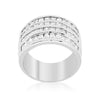 WildKlass 4 Row Rhodium Plated Cubic Zirconia Cocktail Ring-WildKlass Jewelry