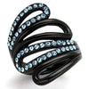 WildKlass Stainless Steel Ring IP Black Women Top Grade Crystal Sea Blue-WildKlass Jewelry