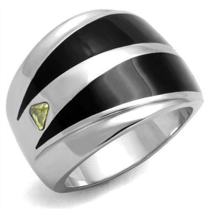 WildKlass Stainless Steel Ring High Polished (no Plating) Women AAA Grade CZ Topaz-WildKlass Jewelry