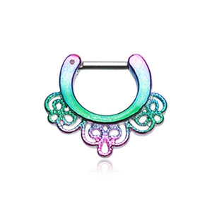 Rainbow Florid Filigree WildKlass Septum Clicker-WildKlass Jewelry