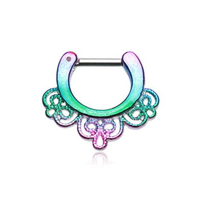 Rainbow Florid Filigree WildKlass Septum Clicker-WildKlass Jewelry