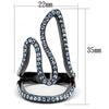 WildKlass Stainless Steel Ring IP Light Black (IP Gun) Women Top Grade Crystal Aquamarine-WildKlass Jewelry