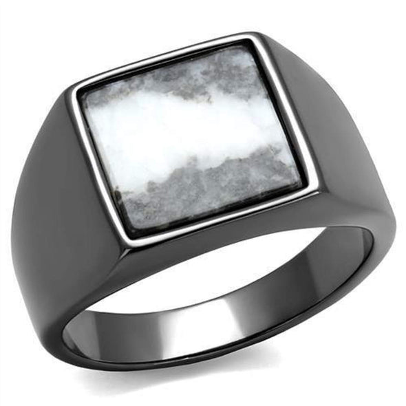 WildKlass Stainless Steel Ring IP Light Black (IP Gun) Men Semi-Precious Gray-WildKlass Jewelry