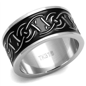 WildKlass Stainless Steel Ring High Polished Men Epoxy Jet-WildKlass Jewelry