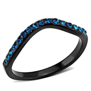 WildKlass Stainless Steel Ring IP Women Top Grade Crystal Blue Zircon-WildKlass Jewelry