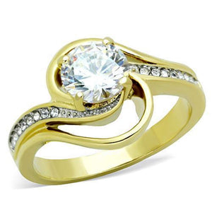 WildKlass Stainless Steel Ring Two-Tone IP Gold Women AAA Grade CZ Clear-WildKlass Jewelry