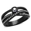 WildKlass Stainless Steel Ring IP Black Women Top Grade Crystal Hematite-WildKlass Jewelry