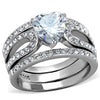 WildKlass Stainless Steel Ring High Polished (no Plating) Women AAA Grade CZ Clear-WildKlass Jewelry