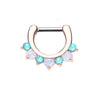 Rose Gold Prong White Opal Gem Precia WildKlass Septum Clicker-WildKlass Jewelry