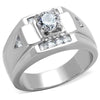 WildKlass Stainless Steel Ring High Polished (no Plating) Men AAA Grade CZ Clear-WildKlass Jewelry