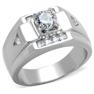 WildKlass Stainless Steel Ring High Polished (no Plating) Men AAA Grade CZ Clear-WildKlass Jewelry