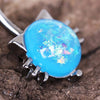 316L Stainless Steel Blue Synthetic Opal Kitty Cat WildKlass Navel Ring-WildKlass Jewelry