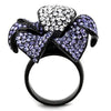 WildKlass Stainless Steel Ring IP Black Women Top Grade Crystal Tanzanite-WildKlass Jewelry