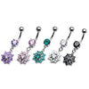 Prong Set Gem and Gem Snow Flake WildKlass Dangle charm Belly Ring-WildKlass Jewelry