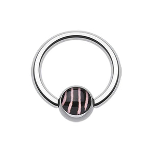 Zebra Stripe Logo Ball WildKlass Captive Bead Ring-WildKlass Jewelry