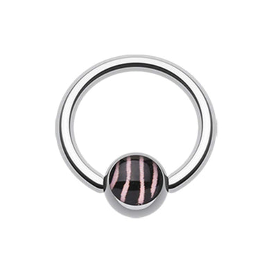 Zebra Stripe Logo Ball WildKlass Captive Bead Ring-WildKlass Jewelry