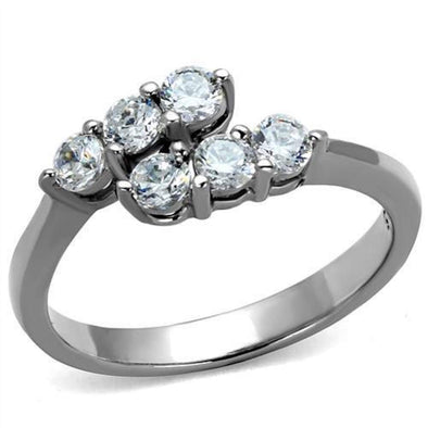 WildKlass Stainless Steel Ring High Polished Women AAA Grade CZ Clear-WildKlass Jewelry