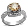 WildKlass Stainless Steel Halo Ring High Polished (no Plating) Women AAA Grade CZ Champagne-WildKlass Jewelry