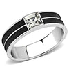 WildKlass Stainless Steel Ring High Polished Men Top Grade Crystal Black Diamond-WildKlass Jewelry