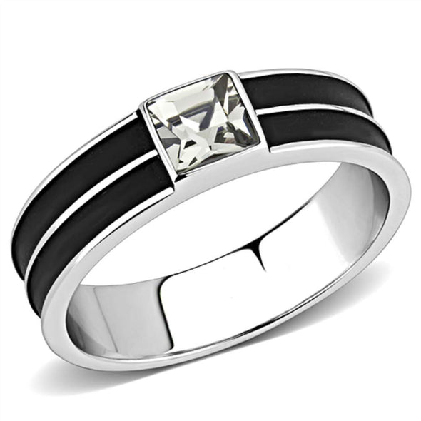 WildKlass Stainless Steel Ring High Polished Men Top Grade Crystal Black Diamond-WildKlass Jewelry