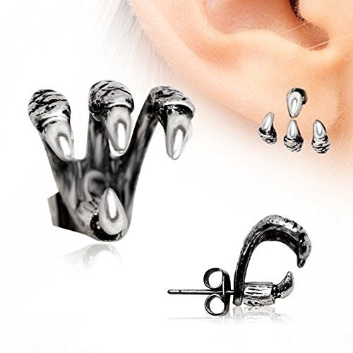 "Trident Triple" Claw Earring 316L Stainless Steel-WildKlass Jewelry