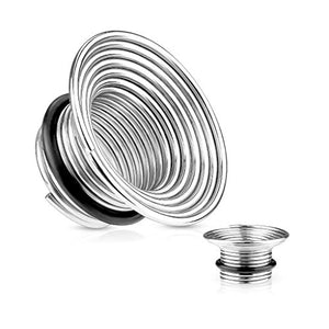 Singel Flare 316L Surgical Steel Wire Coil WildKlass Tunnel Plugs-WildKlass Jewelry