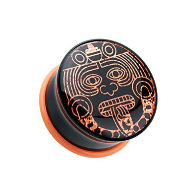 Mayan Calendar God Single Flared WildKlass Ear Gauge Plug-WildKlass Jewelry