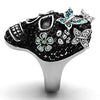 WildKlass Stainless Steel Skull Ring High Polished (no Plating) Women Top Grade Crystal Multi Color-WildKlass Jewelry