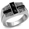 WildKlass Stainless Steel Ring High Polished Men Semi-Precious Jet-WildKlass Jewelry