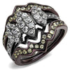 WildKlass Stainless Steel Ring IP Light Black (IP Gun) & IP Dark Brown (IP Coffee) Women AAA Grade CZ Clear-WildKlass Jewelry