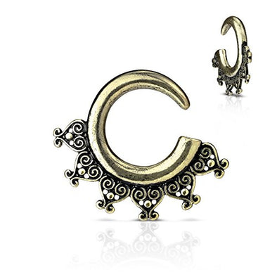 Tribal Antique Gold Plated Ear Spiral WildKlass Taper-WildKlass Jewelry