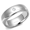 WildKlass Stainless Steel Ring High Polished Men AAA Grade CZ Clear-WildKlass Jewelry