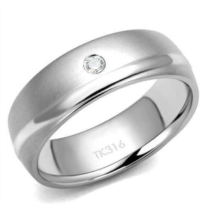 WildKlass Stainless Steel Ring High Polished Men AAA Grade CZ Clear-WildKlass Jewelry