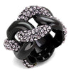 WildKlass Stainless Steel Ring IP Black Women Top Grade Crystal Light Amethyst-WildKlass Jewelry