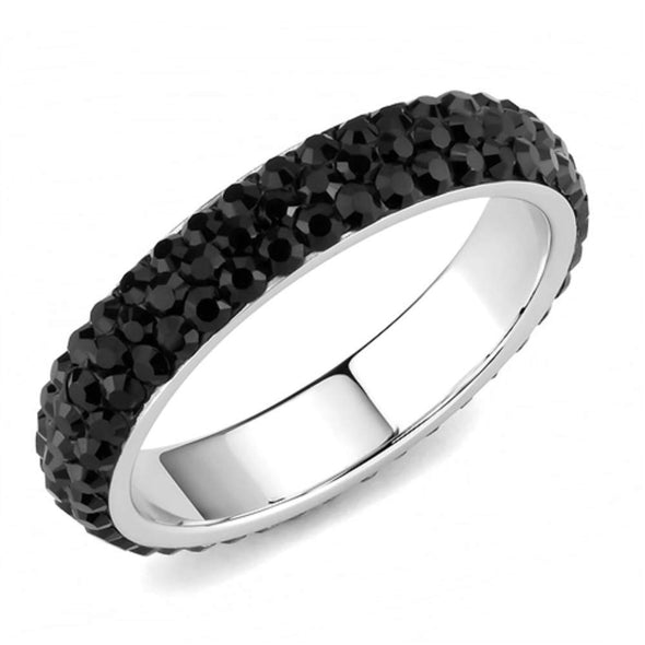 WildKlass Stainless Steel Ring High Polished Women Top Grade Crystal Jet-WildKlass Jewelry
