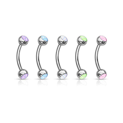 WILDKLASS 5 Pcs Value Pack Illuminating Stone Set 316L Surgical Steel Curved Barbells, Eyebrow Rings-WildKlass Jewelry