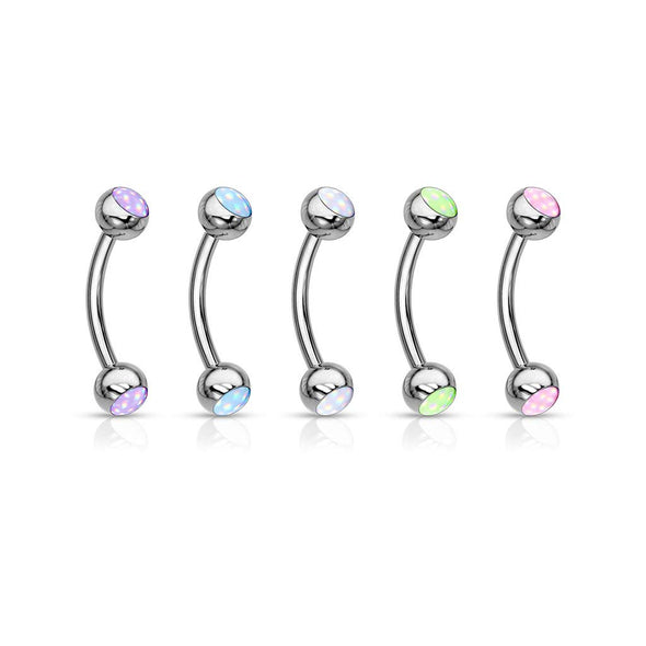 WILDKLASS 5 Pcs Value Pack Illuminating Stone Set 316L Surgical Steel Curved Barbells, Eyebrow Rings-WildKlass Jewelry