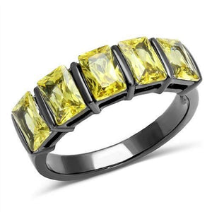 WildKlass Stainless Steel Ring IP Light Black (IP Gun) Women AAA Grade CZ Topaz-WildKlass Jewelry