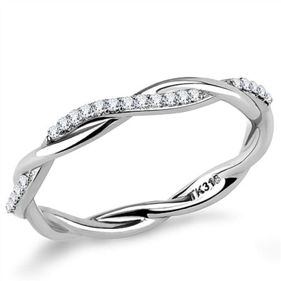 WildKlass Stainless Steel Ring High Polished Women AAA Grade CZ Clear-WildKlass Jewelry