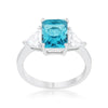 WildKlass Classic Blue Topaz Rhodium Plated Engagement Ring-WildKlass Jewelry