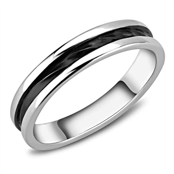 WildKlass Stainless Steel Ring Two-Tone IP Black Women-WildKlass Jewelry