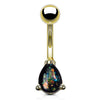Opal Glitter Tear Drop Prong Set Gold IP Over 316L Surgical Steel WildKlass Belly Button Navel Rings-WildKlass Jewelry