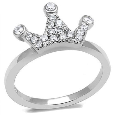 WildKlass Stainless Steel Ring High Polished Women AAA Grade CZ Clear-WildKlass Jewelry