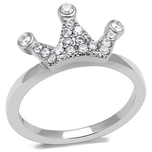 WildKlass Stainless Steel Ring High Polished Women AAA Grade CZ Clear-WildKlass Jewelry