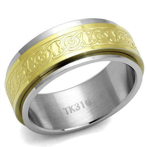 WildKlass Stainless Steel Ring Two-Tone IP Gold Men-WildKlass Jewelry