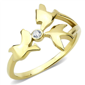 WildKlass Stainless Steel Ring IP Gold Women AAA Grade CZ Clear-WildKlass Jewelry