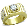 WildKlass Stainless Steel Ring IP Gold Men AAA Grade CZ Clear-WildKlass Jewelry